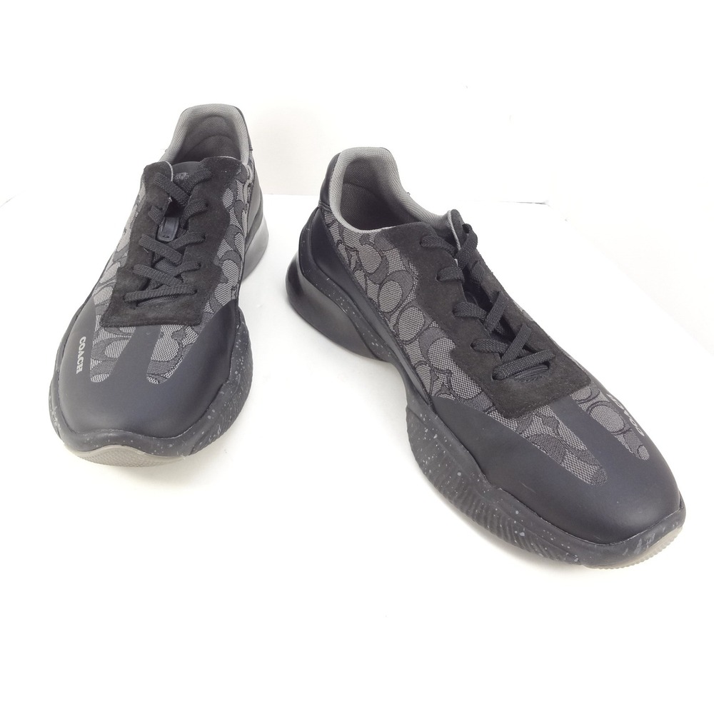 Coach CitySole Court Sneaker Mens 11-1/2 Grey Black Signature Jacquard Low Top